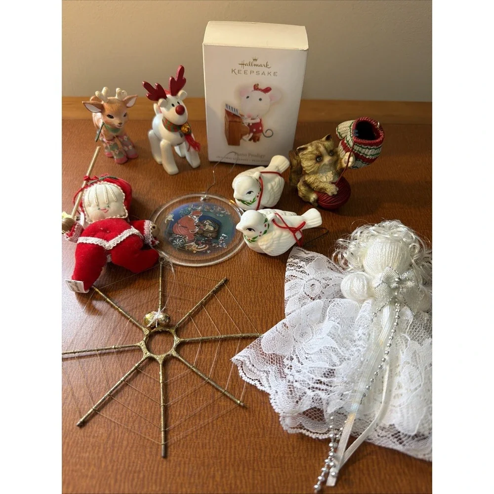 Vtg Christmas Ornament Lot: Avon Kurt‎ S Adler, Enesco, Fitz & Flloyd, Hallmark